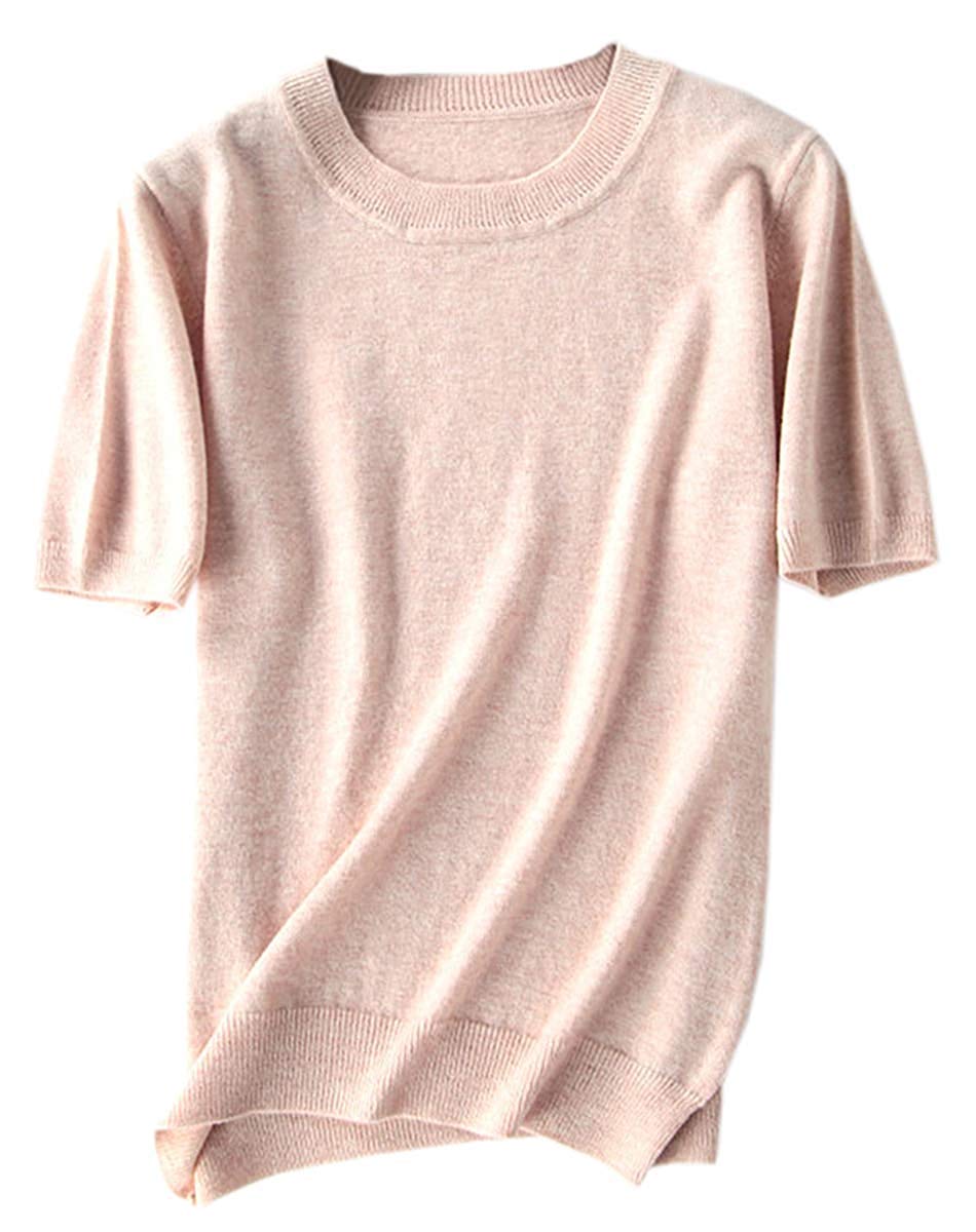 Women's Pullover Sweaters Cashmere Blend Soft Tops,Short Sleeves and Long Sleeves