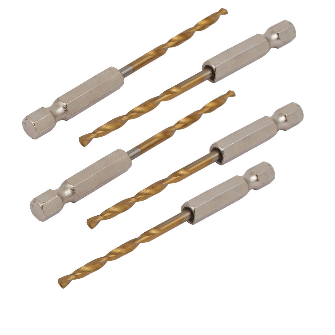 Sourcingmap 5pcs 3mm Drilling Dia 1/4-inch Hex Shank 80mm Length HSS Twist Drill Bit