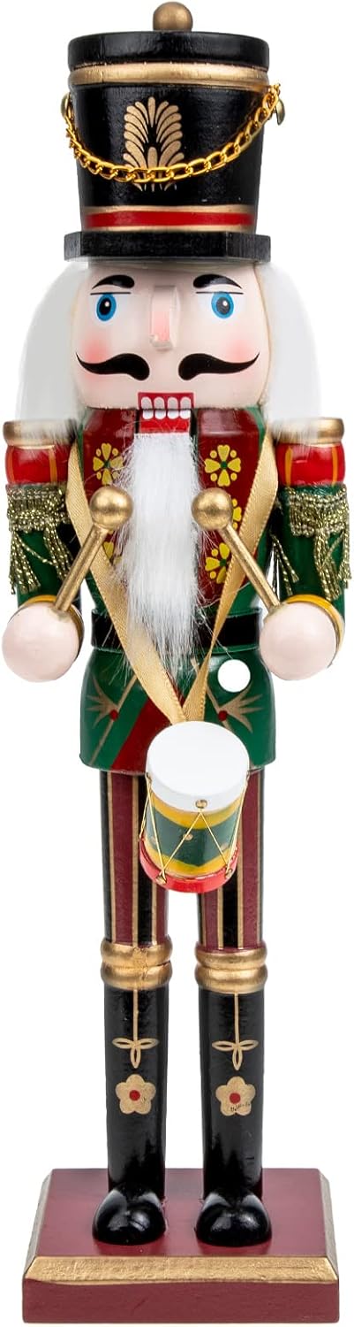 Nutcrackers - PASOLABE Christmas Nutcracker Figure 12 Inch Traditional Wooden Nutcracker Christmas Decorations for Festival Party Xmas Gifts (Drummer)