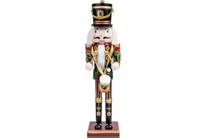 PASOLABE Christmas Nutcracker Figure 12 Inch Traditional Wooden Nutcracker Christmas Decorations for Festival Party Xmas Gifts (Drummer)