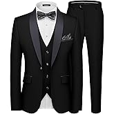 MAGE MALE Men's Slim Fit 3 Piece Suit Solid Shawl Lapel Blazer Jacket Vest Pants Set for Dinner Party Formal Wedding Prom