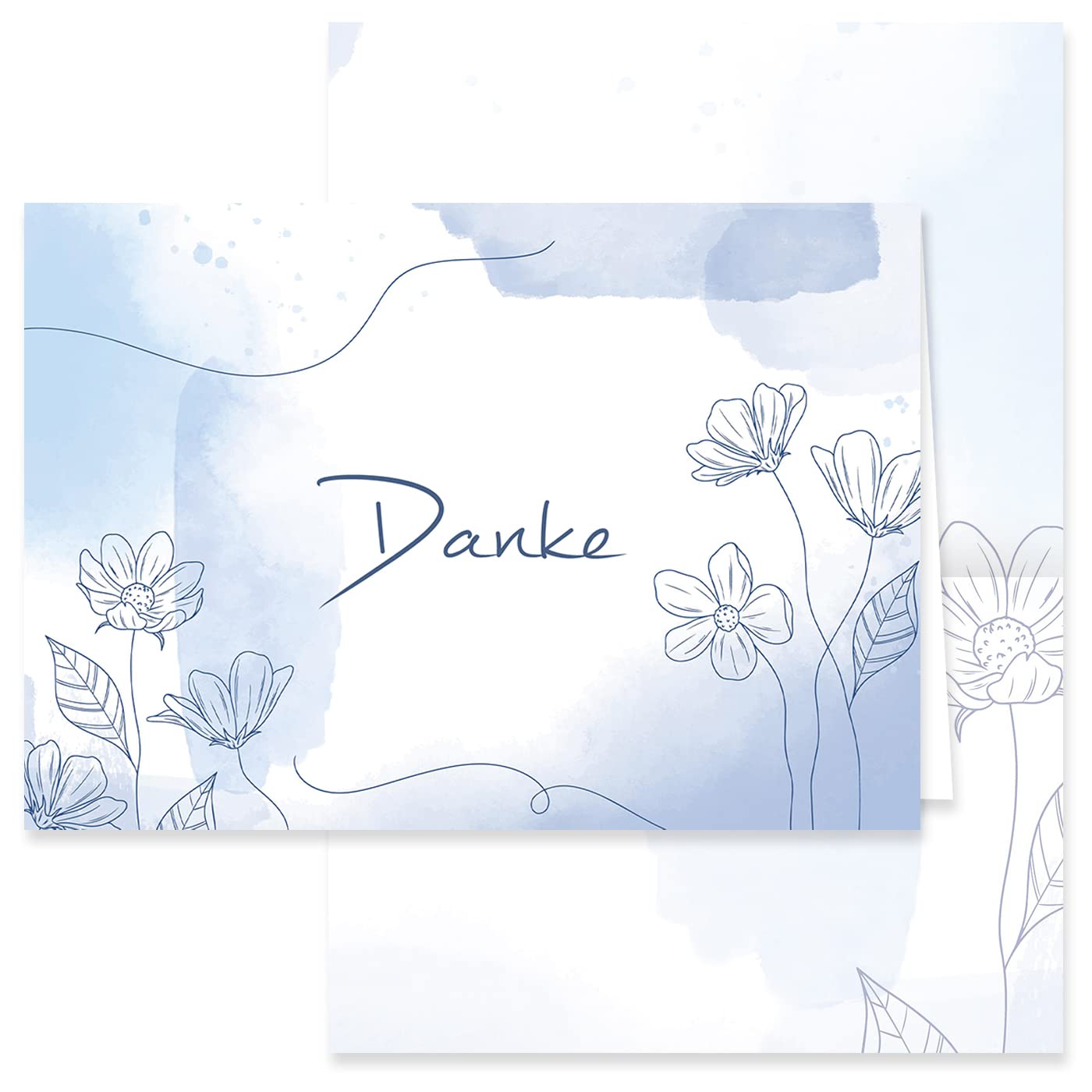 10 Thank You Cards with Envelope Thank You Card Folding Cards Thank You Wedding Celebration Anniversary Feude Sympathy Cards Thank You Card Partition Business Stylish Blue Watercolour