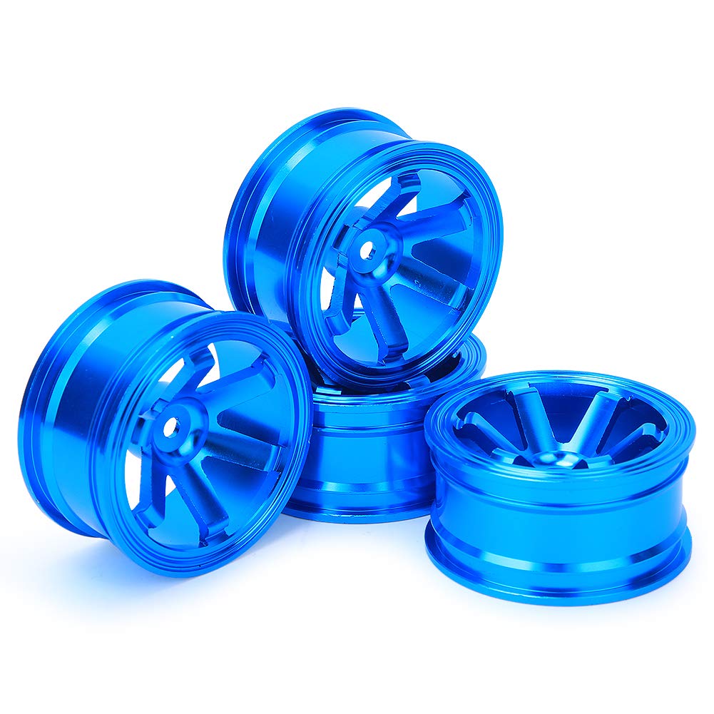 Metal Wheel Hub, 4 PCS Aluminium Alloy Wheel Hub Compatible with Universal 1/10 Flat Running Drift RC Car(Blue)