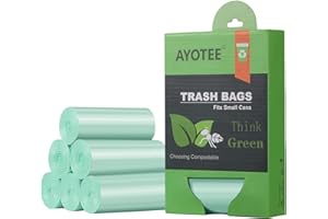 1.2 Gallon Small Trash Bags Garbage Bags, AYOTEE Mini Compostable Strong Bathroom Wastebasket Can Liners trash Bags for Home Office Kitchen fit 5L,5 Liter,1 Gal,Green