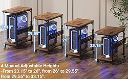 Besiost Computer Tower Stand with Power Strips, 4