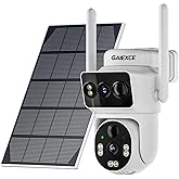 GAIEXCE Dual Lens Solar Security Cameras Wireless Outdoor, 2.4G/5G WiFi 2K FHD, 360° Pan/Tilt Solar Cameras for Home Security Night Vision, Easily Install, PIR Detection, IP66, Two-Way Audio