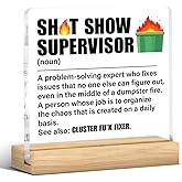 Funny Boss Gifts, Thank You Gift for Boss Mentor Team Manger Director Supervisor, Problem Solver Desk Decorative Sign, Cluster Fixer Acrylic Plaque Sign