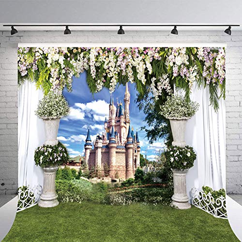 LTLYH 8x8Ft Colorful Flowers White Lace Curtain Wedding Ceremony Love Castle Background Theme Seamless Backdrop Studio Prop A-010
