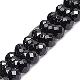 8mm Black Agate Beads for Jewelry Making Natural Semi Precious Gemstone Round Faceted Strand 15" JOE FOREMAN