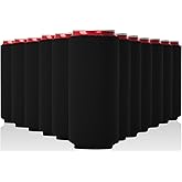 Slim Can Cooler Sleeves 12 Pack– Blank Foldable Neoprene 12oz Can Insulators – Skinny Beverage Coolers for Beer & Soda – Sublimation-Ready (Black)