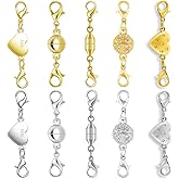 Magnetic Jewelry Clasps, Magnetic Necklace Clasps and Closures Easy-to-Use for Jewelry Closures, 10 Pack Necklace Bracelet Connectors (10pcs D)