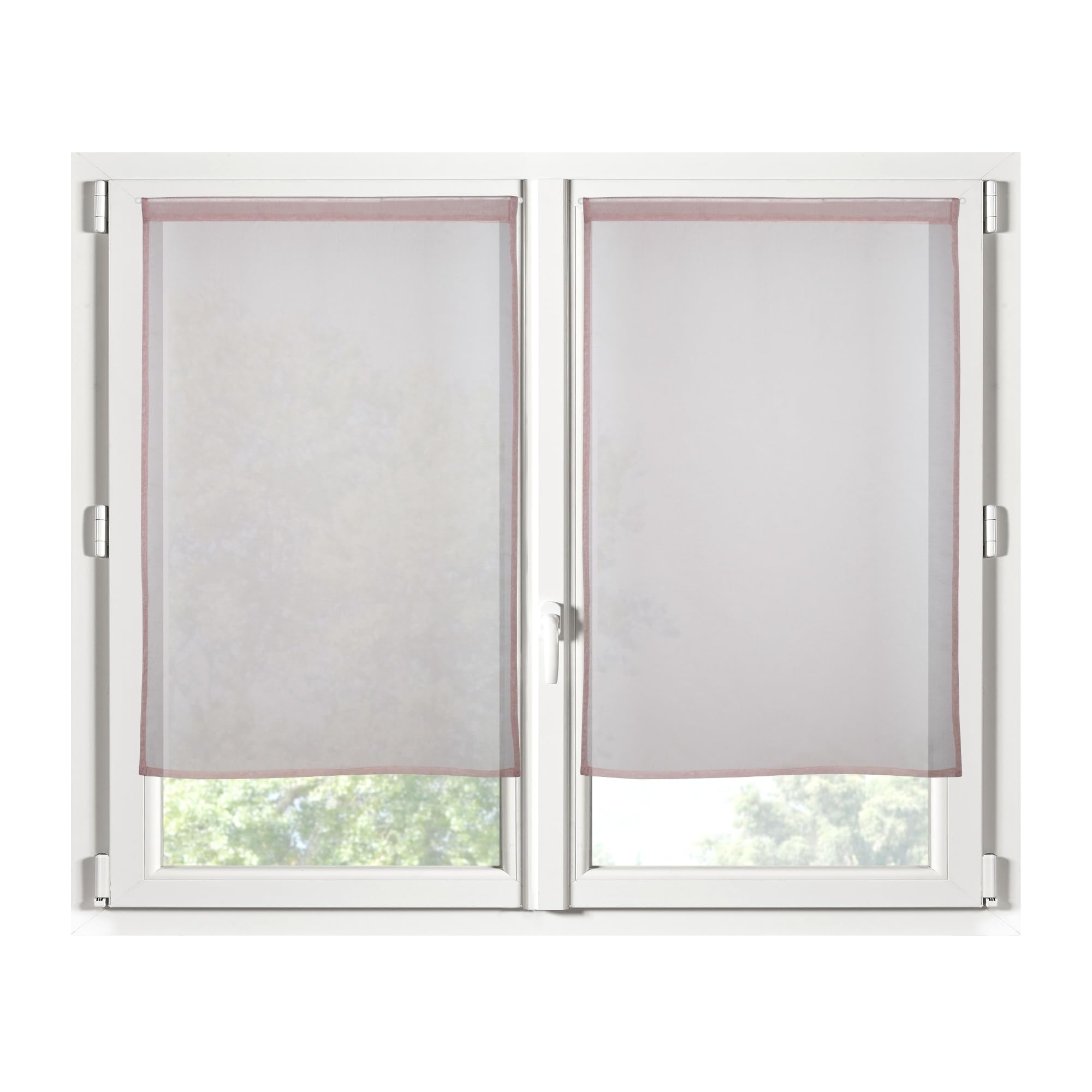 STOF - Pair of Half Curtains - Size 60 x 90 cm - 100% Polyester - Roselin Colour - Monna Model - Glazing - Privacy and Transparency - Plain