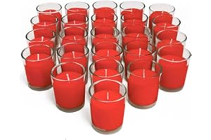 Simply Soson Scented Votive Candles, Bulk Set of 24 Red Vanilla Scented Candles Bulk, Fall Votive Candles Scented in Glass, 10 Hours Burn, for Wedding, Birthday, Holiday Christmas & Home Decoration