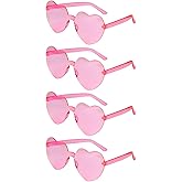 NACHLYNN 4 Pairs Pink Heart Sunglasses for Women Rimless Heart Shaped Sunglasses Candy Color Glasses for Party Favors