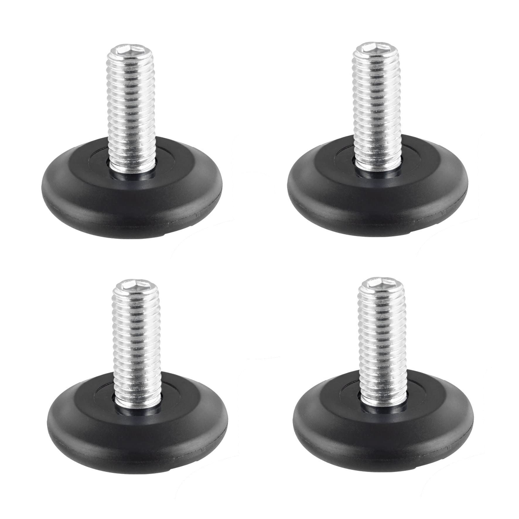 Wagner 15413004 Set of 4 Adjustable Foot/Levelling Foot Rigid Diameter 37 mm Threaded Screw M10 x 25 mm Furniture Gliders Plastic Black Diameter 30 mm Included Made in Germany