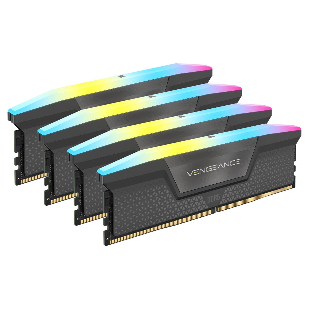 CORSAIR VENGEANCE RGB DDR5 64GB (4x16GB) DDR5 5600MHz CL36 AMD EXPO Intel XMP iCUE Compatible Computer Memory – Grey (CMH64GX5M4B5600Z36)