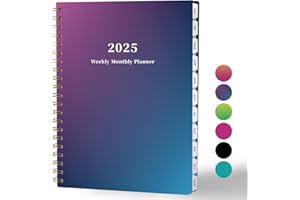 Ymumuda 2025 Planner Weekly Monthly, JAN.2025 to DEC.2025, 12 Months, 8.5" X 11", 2025 Large Monthly Calendar Planner with Spiral Bound, Excellent for School Office Supplies, Blue & Purple