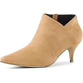 Allegra K Women's Pointed Toe Kitten Heel Cutout Khaki Ankle Boots 10 M US