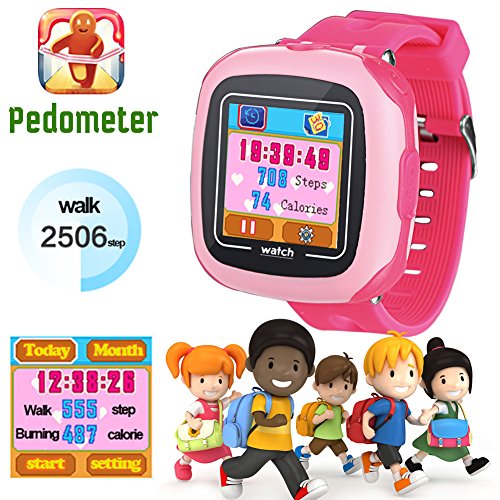 Kids Game Smart Watch - Symfury Alarm Watch for Boys Girls with 10 Game Camera Fitness 1.5" Touch Pedometer Activity Tracker Sports Outdoor Wrist Bracelet Learning Toys for Preschool Toddler-Pink