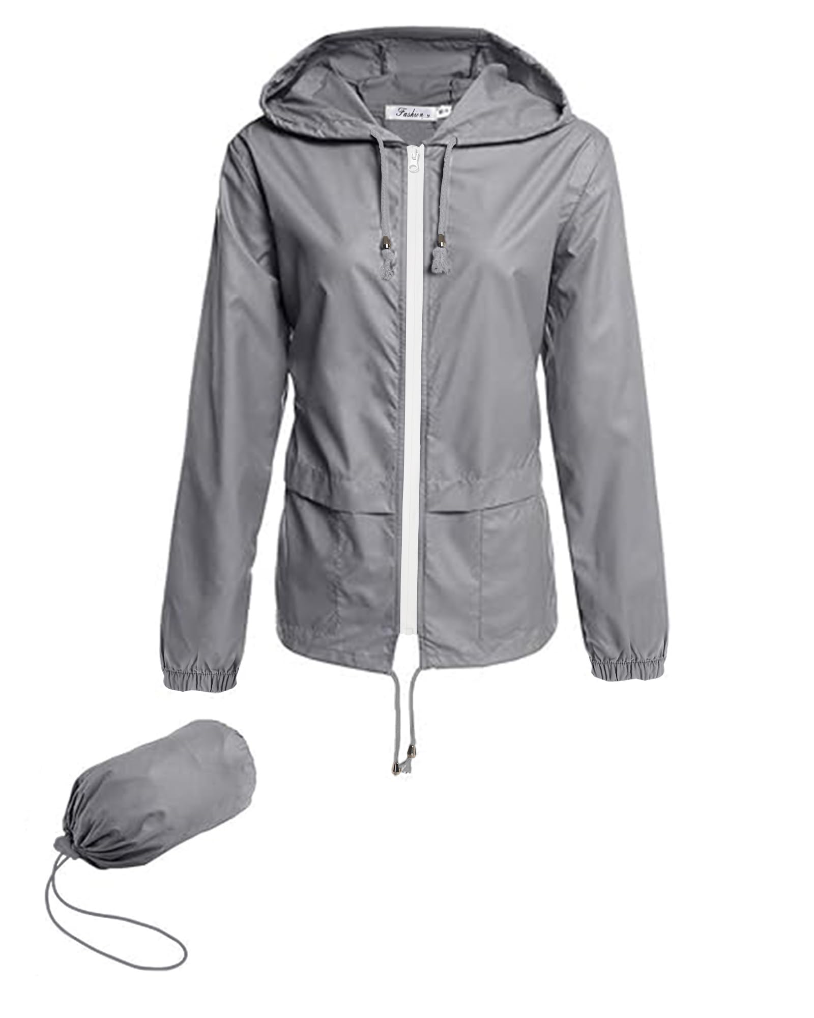 Photo 1 of (XL) (USED/FAIR) Hount Women's Lightweight Hooded Raincoat Waterproof Packable Active Outdoor Rain Jacket (Gray, XL)