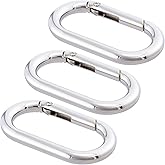 STSTR 3pcs Oval Spring Ring Clips, Metal Keyring Purse Clip, Heavy Duty Opening O Ring Carabiner for Keychains,Backpacks, Keys