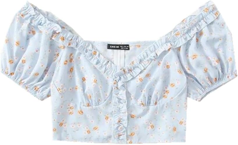ditsy floral ruched crop top