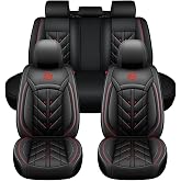Car Seat Covers Fit for Toyota Hilux 2009-2025 2026, Seat Protector Full Set，Waterproof PU Leather，Wear-Resistant，Breathable(Black red)