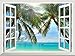 wall26 Removable Wall Sticker Wall Mural - Beautiful Sunny Beach on a Tropical Island with Palm Trees - Creative Window View Home Decor Wall Decor - 24
