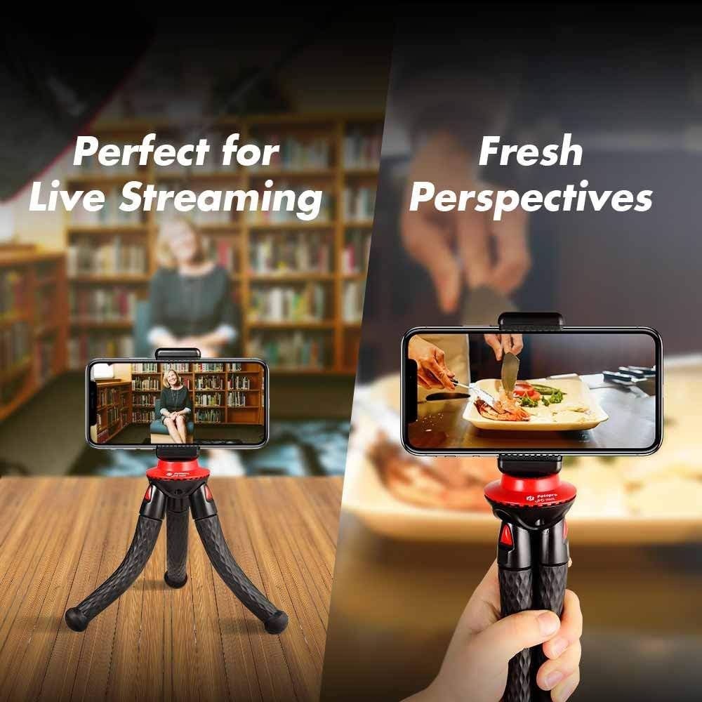 Flexible Tripod, Fotopro Phone Tripods for iPhone Xs Max Mini Camera Tripod for GoPro Sports Camera with Bluetooth Remote Smartphone Mount : Camera & Photo