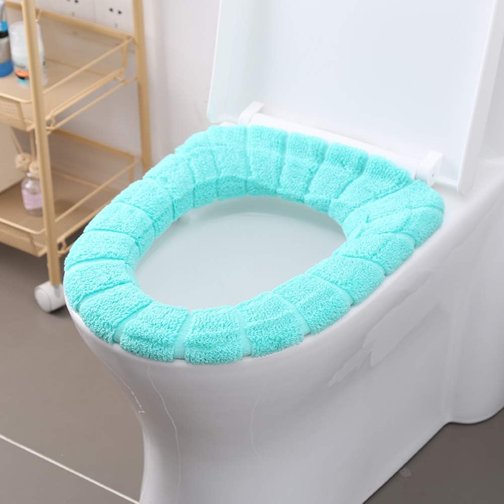 QTQHOME Soft Fabrics Toilet Seat Cushion,Keep Warm Thickened Stretchable Easy