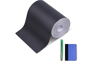 Lypumso Matte Black Vinyl Wrap Tape Roll, 4 Inch x 30ft Self-Adhesive Black Out Chrome Delete Tape with Tool Kit Air Release Adhesive Detailing Wrap DIY Car Door Sill Window Trim Edge Guard Protective