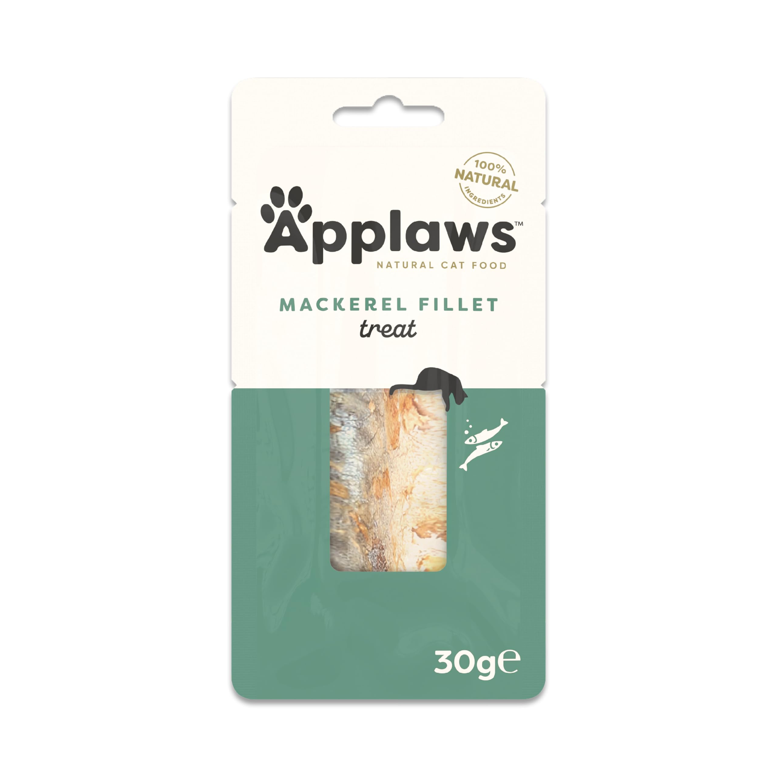 Applaws 100% Natural Cat Treats, Mackerel Loin Cat Snack, 30g Pouch (Pack of 12)