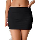 Vrtige Women's Bodycon Mini Skorts Skirts High Waisted Side Slit Skirt with Shorts Underneath