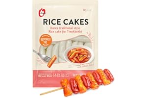 O’food Korean Rice Cakes for Tteokbokki 17.6oz (500g) | Shelf-Stable Korean Street Food | Plant-Based, Gluten-Free, No MSG | Traditional Style Garaetteok for Stir-Fry, Hot & Spicy Dishes