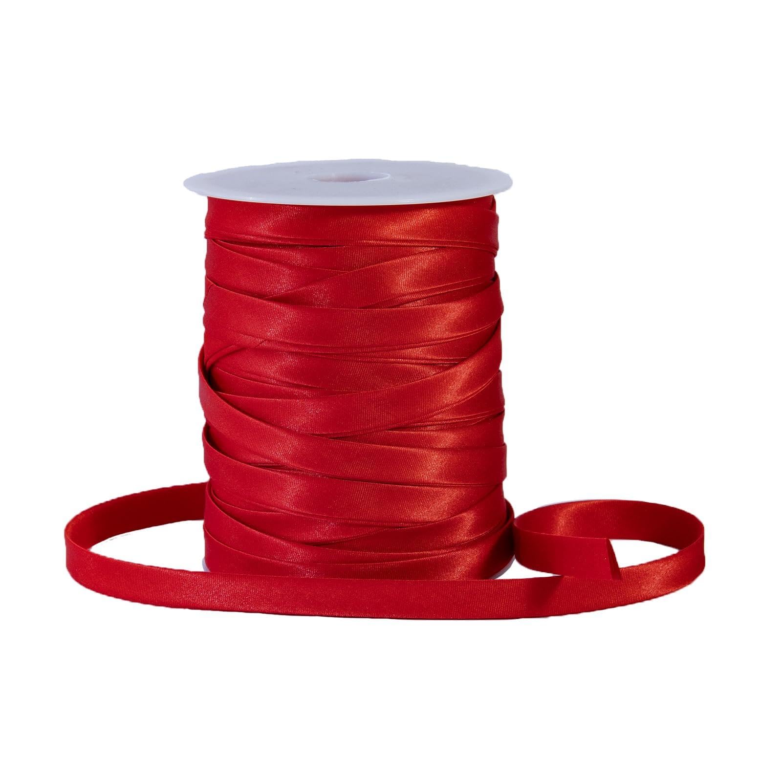 Photo 1 of [55 Yards] Double Fold Bias Tape 1/2 Inch (12mm) - Polyester Sewing Binding Tape for Quilting, Blanket Edging, Garment Hemming - Pre-Folded Edge Trim for Fabric, Pillow, Purse, Red