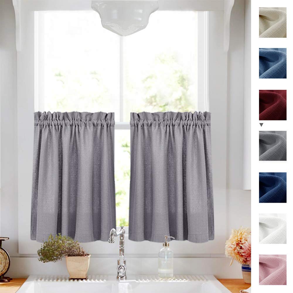 Jinchan Tier Curtains Waffle Woven Half Window Curtain For