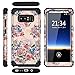 Galaxy Note 8 Case, Hocase Shockproof Heavy Duty Hybrid Silicone Rubber Bumper+Hard Shell Full Body Protective Phone Case w/Lovely Peony Floral Print for Samsung Galaxy Note 8 (2017) - Black