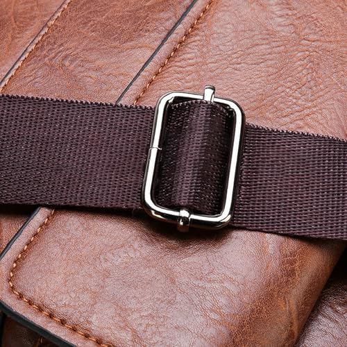 Aishini Men's Leather Briefcase & Messenger Bag - 16 inch Laptop Satchel with Adjustable Shoulder Strap, Waterproof Large Capacity Business Handbag for Professionals - [ 42 x 38 x 6cm ] Tan Brown | ASLPTOP02