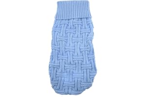 MaruPet Puppy Dog Ribbed Knit Rolled Sweater Knitwear Turtleneck Kintted Doggie Hoodies Four-Legs Apparel for Small and Medium Dog Blue XXS