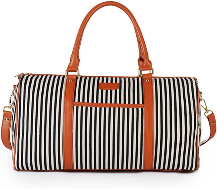 Ladies Women Weekender Bag, Canvas Travel Duffel Tote Bag for Women Holdall Weekend Overnight Bag (Black)