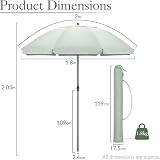 CHRISTOW Portable Beach Parasol Tilting Garden Sunshade Umbrella 2m Sage view 7