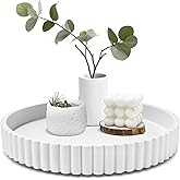 Large Resin Decorative Tray for Coffee Table, 11” Round Tray Decor for Living Room Coffee Table Centerpiece, Anti-slip, Rust Prevention, Bandejas Decorativas