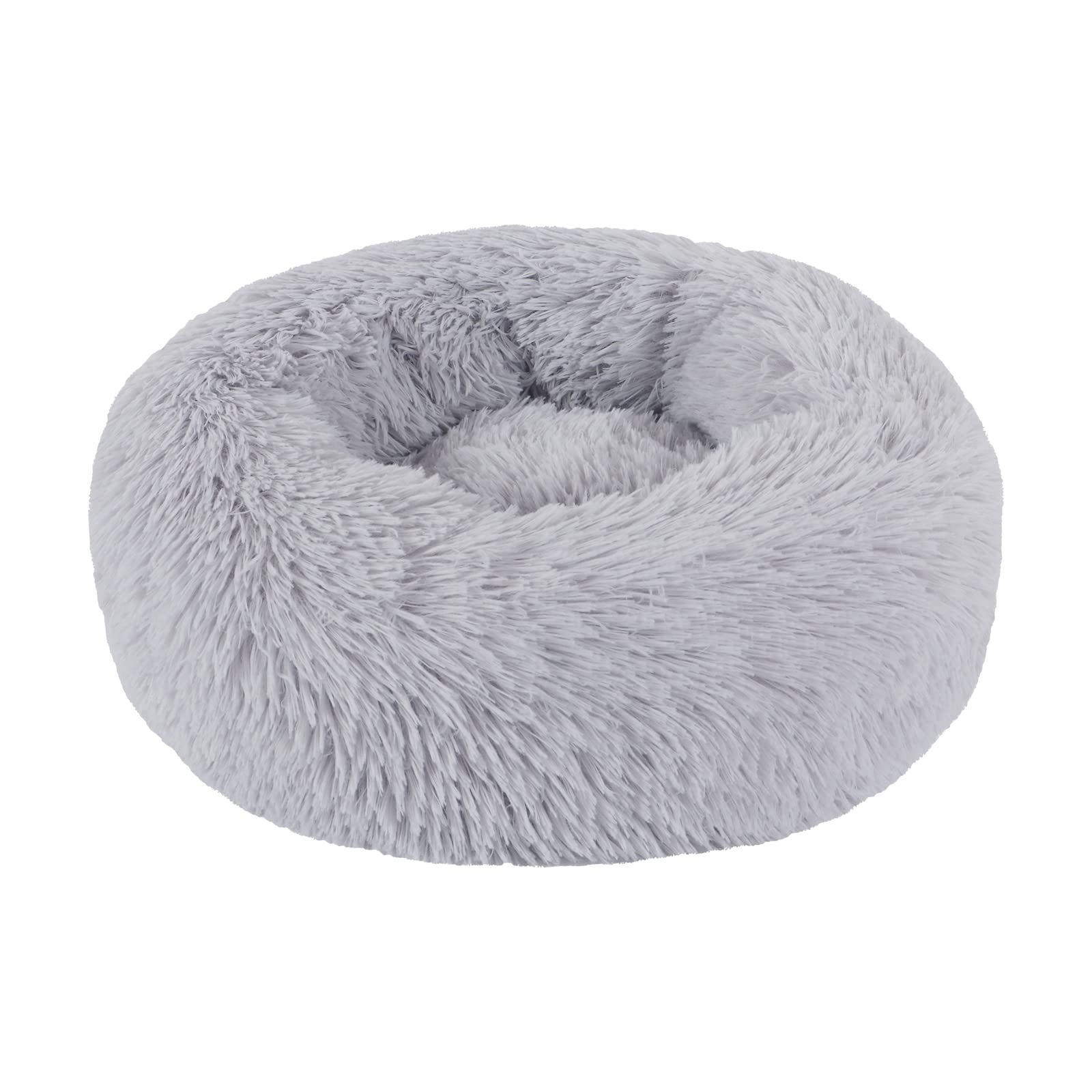 BVAGSS Anxiety Dog Bed, Round Plush Donut Dog Bed Cat Bed Marshmallow Fluffy Cuddler Washable Calming Puppy Bed for Small Dogs XH034 (Diameter:40cm, Light Grey)