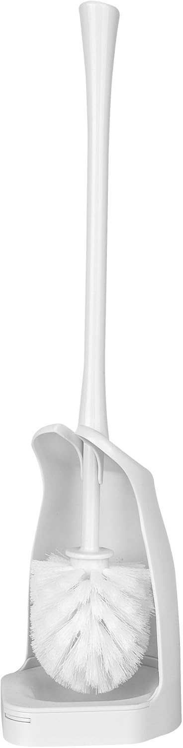 Casabella Toilet Bowl Brush with Holder Set, White: Home & Kitchen