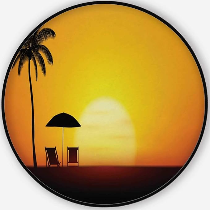 Hitecera Silhouette Palmera y paraguas de playa en la isla bajo el