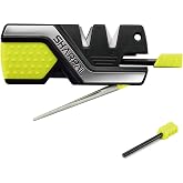 SHARPAL 101N-G Kitchen Pocket Knife Sharpener | Survival Camping Tool, 2 Fire Starters Ferro Rod, Whistle, Diamond Sharpening Rod, Straight &amp; Serrated Blade