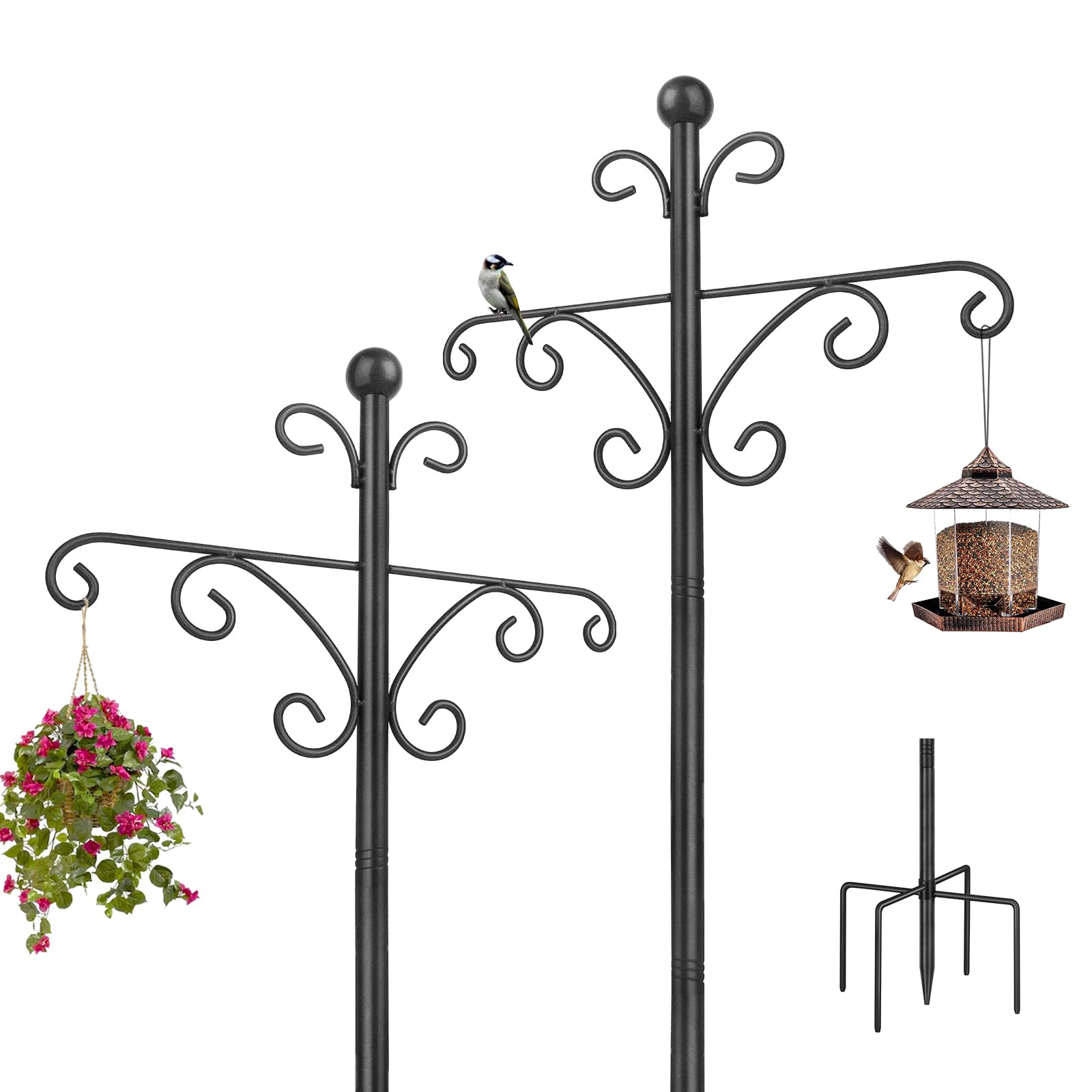 Photo 1 of Shepherds Hooks for Outdoor,2 Pack 76 Inch Heavy Duty Double Shepherds Hook for Bird Feeder,Garden Plant,Solar Light Lantern