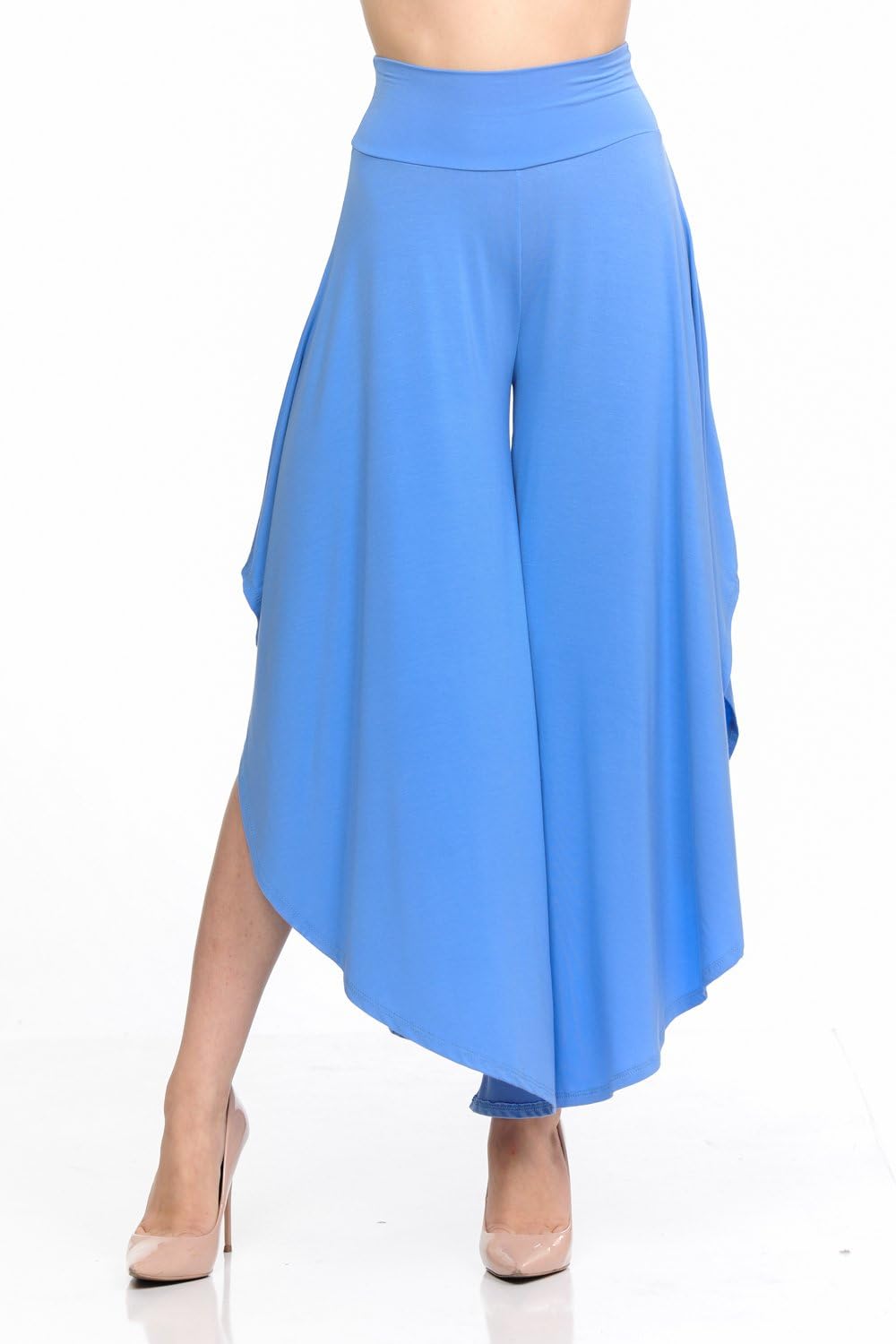 JDJ CO. Women's Layered Wide Leg Flowy Cropped Palazzo Pants, 3/4 Length High Waist Palazzo Wide Legs Capri Pants