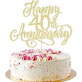 AROKIPPRY Gold glitter Happy 40th Anniversary Cake Toppers | 40th Wedding Anniversary,Company Anniversary Party,40th Birthday Party Cake Decorations