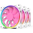 ID-COOLING ZF-12025-PINK Trio 120mm Case Fan 3 Pack Pink Fan MB Sync(5V 3pin) PWM Fans for Radiator/CPU Cooler/Computer Case